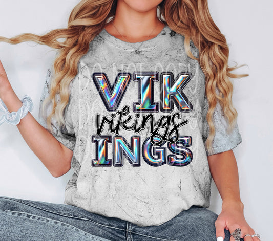 Vikings Faux Holographic DTF Transfer | Trendy School Spirit DTF Transfer | Ready to Press | High Quality DTF Transfers | Fast Shipping