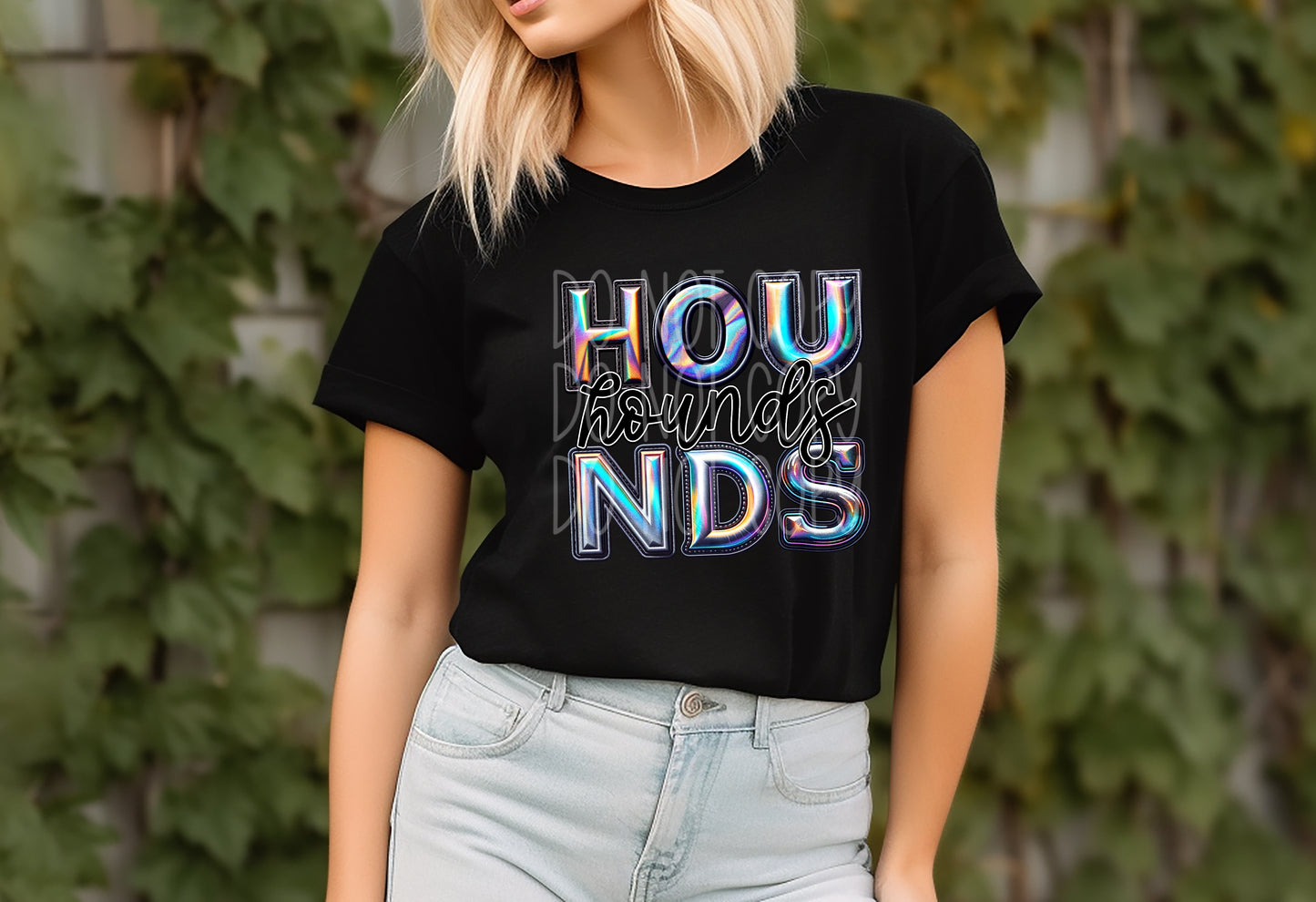 Hounds Faux Holographic DTF Transfer | Trendy School Spirit DTF Transfer | Ready to Press | High Quality DTF Transfers | Fast Shipping