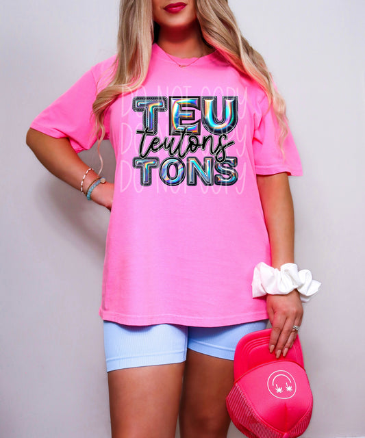 Teutons Faux Holographic DTF Transfer | Trendy School Spirit DTF Transfer | Ready to Press | High Quality DTF Transfers | Fast Shipping