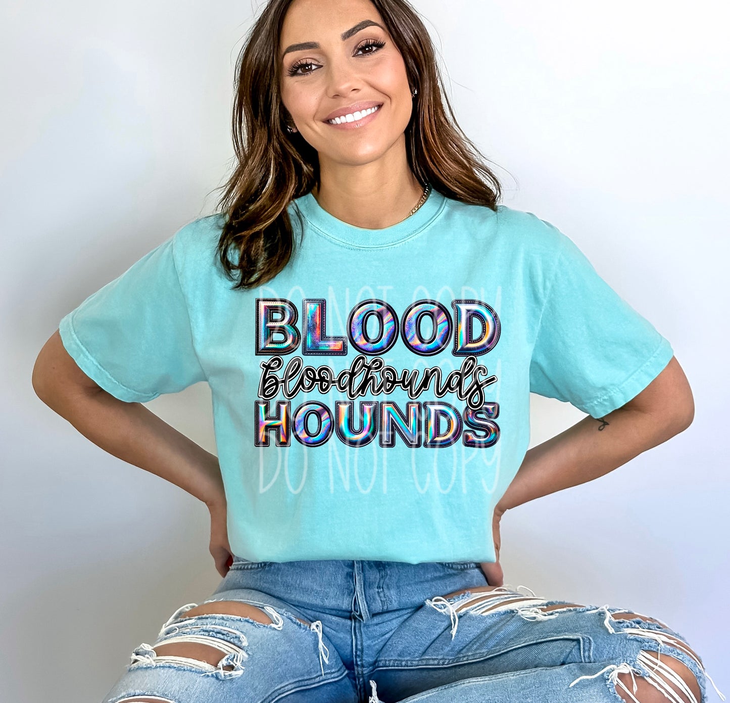 Bloodhounds Faux Holographic DTF Transfer | Trendy School Spirit DTF Transfer | Ready to Press | High Quality DTF Transfers | Fast Shipping