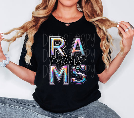 Rams Faux Holographic DTF Transfer | Trendy School Spirit DTF Transfer | Ready to Press | High Quality DTF Transfers | Fast Shipping