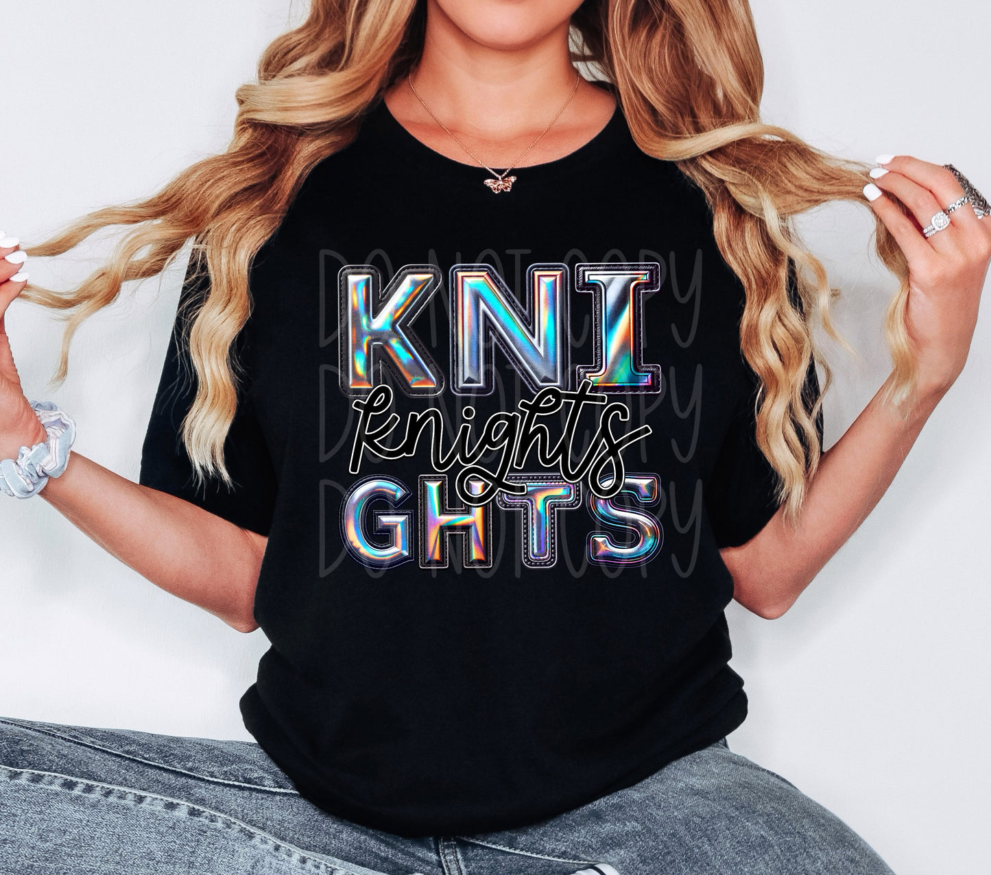 Knights Faux Holographic DTF Transfer | Trendy School Spirit DTF Transfer | Ready to Press | High Quality DTF Transfers | Fast Shipping