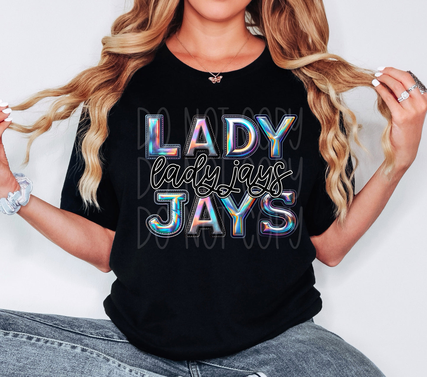 Lady Jays Faux Holographic DTF Transfer | Trendy School Spirit DTF Transfer | Ready to Press | High Quality DTF Transfers | Fast Shipping