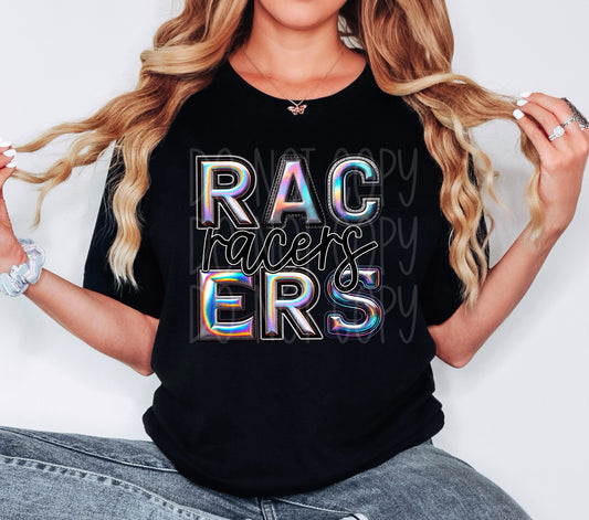 Racers Faux Holographic DTF Transfer | Trendy School Spirit DTF Transfer | Ready to Press | High Quality DTF Transfers | Fast Shipping