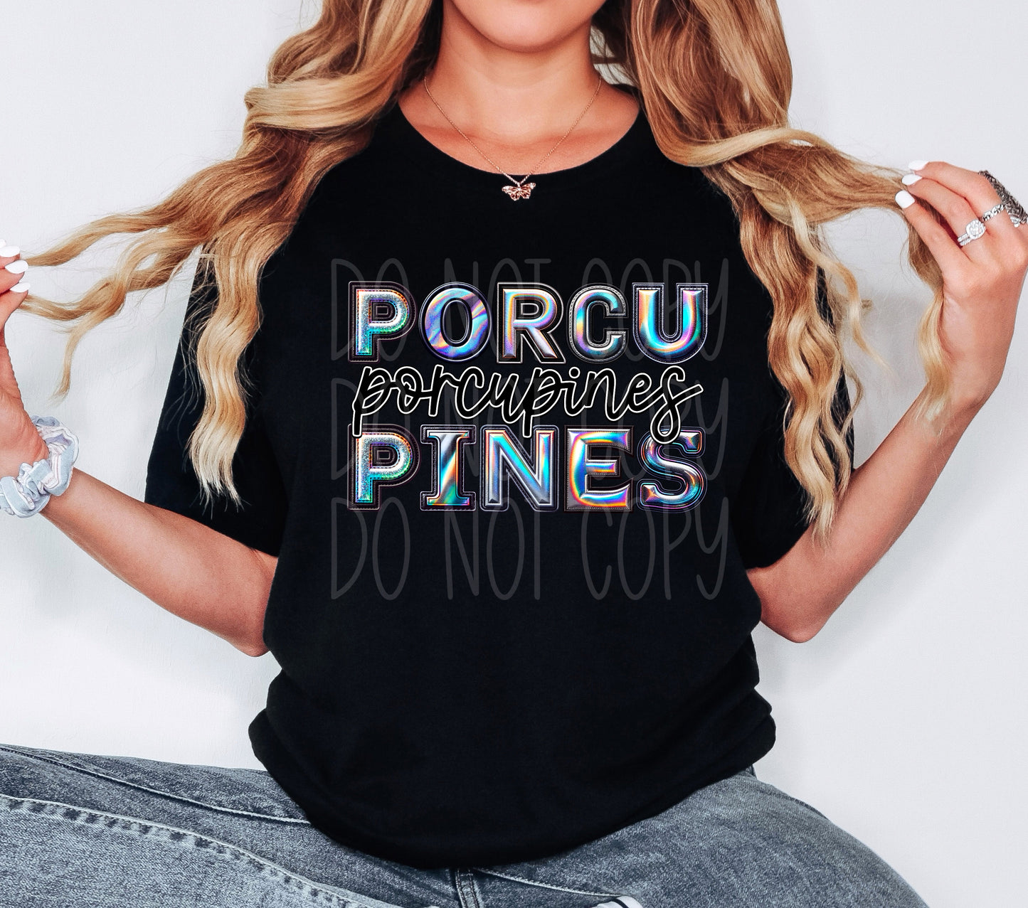 Porcupines Faux Holographic DTF Transfer | Trendy School Spirit DTF Transfer | Ready to Press | High Quality DTF Transfers | Fast Shipping