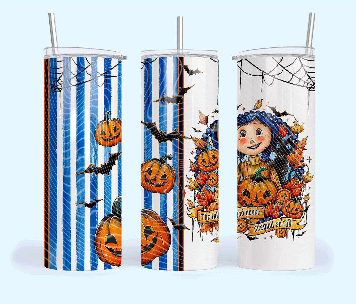 The Fall Had Never Seemed So Fall Insulated Tumbler with Plastic Lid and Sealed Reusable Straw | Trendy Halloween Cup | Hot/Cold Tumbler