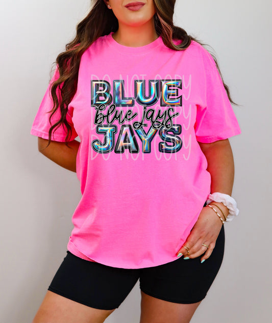 Blue Jays Faux Holographic DTF Transfer | Trendy School Spirit DTF Transfer | Ready to Press | High Quality DTF Transfers | Fast Shipping