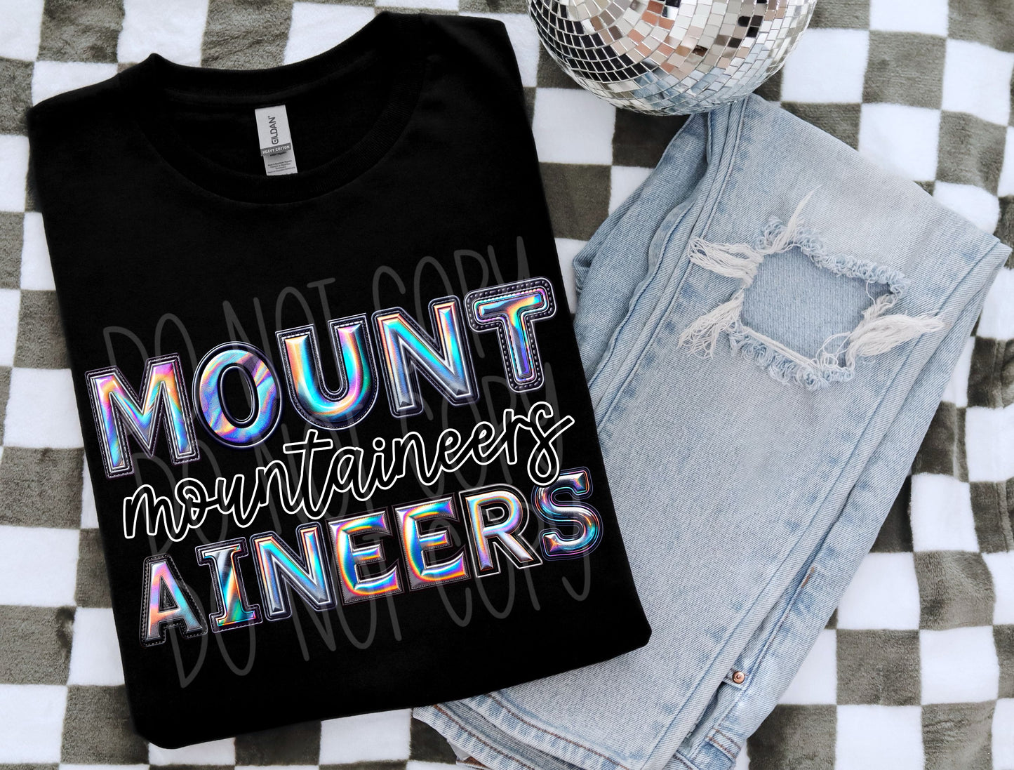 Mountaineers Faux Holographic T-Shirt | Trendy School Spirit Shirt | Fast Shipping | Super Soft Shirts for Men/Women/Kid's | Bella Canvas