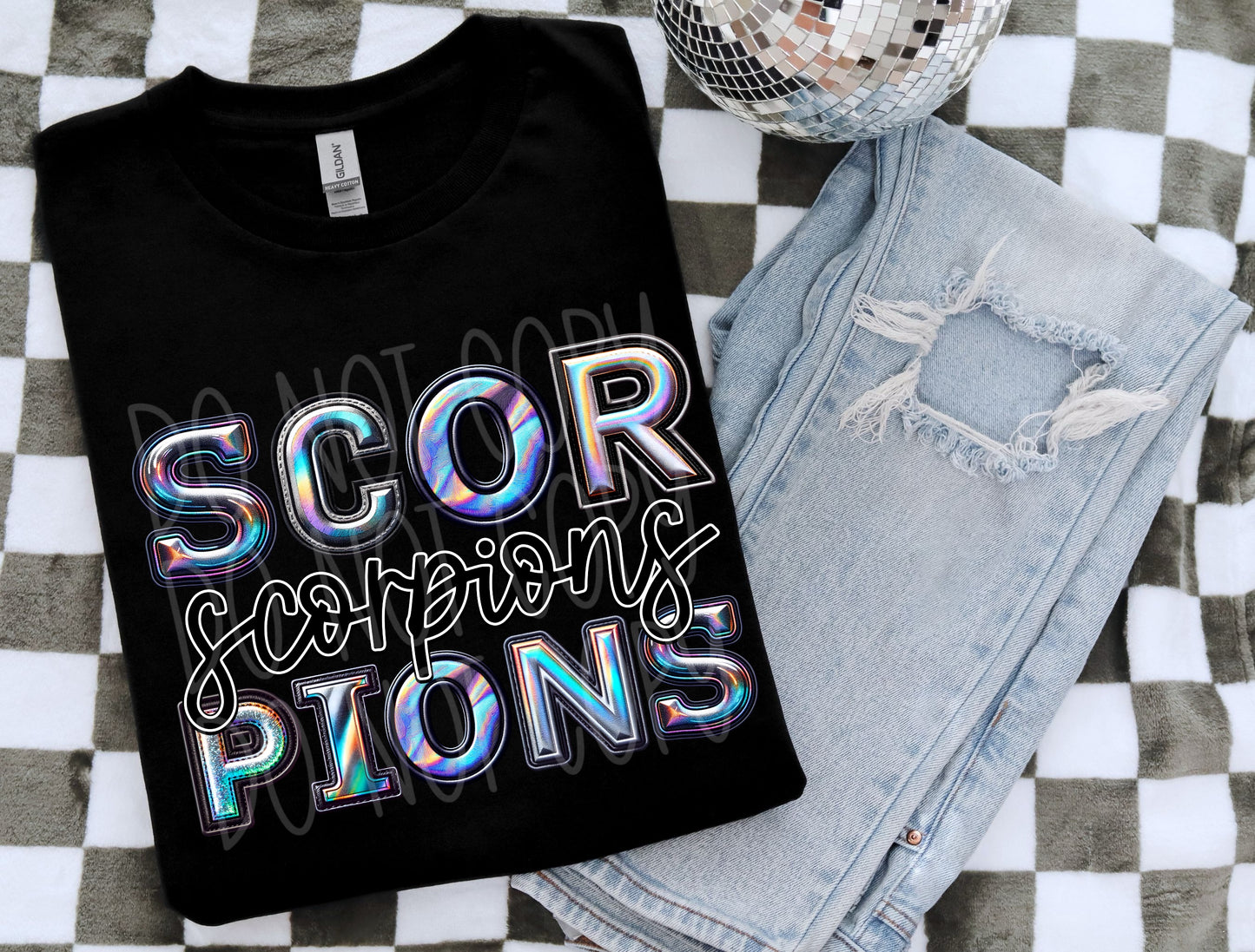 Scorpions Faux Holographic DTF Transfer | Trendy School Spirit DTF Transfer | Ready to Press | High Quality DTF Transfers | Fast Shipping