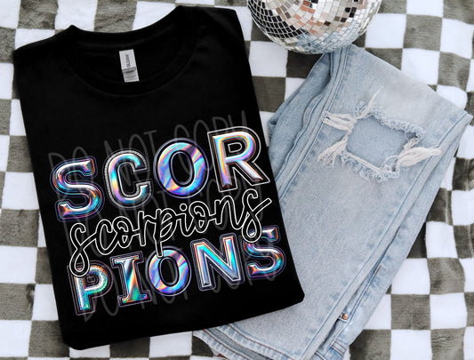 Scorpions Faux Holographic DTF Transfer | Trendy School Spirit DTF Transfer | Ready to Press | High Quality DTF Transfers | Fast Shipping