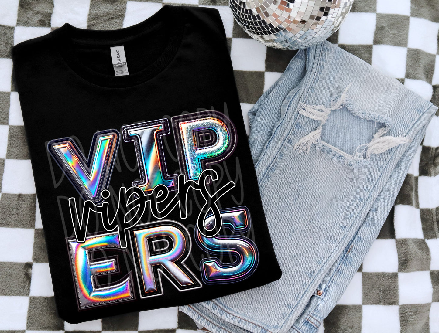 Vipers Faux Holographic DTF Transfer | Trendy School Spirit DTF Transfer | Ready to Press | High Quality DTF Transfers | Fast Shipping