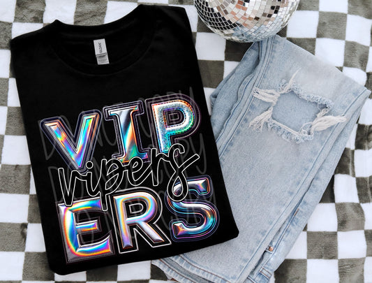 Vipers Faux Holographic DTF Transfer | Trendy School Spirit DTF Transfer | Ready to Press | High Quality DTF Transfers | Fast Shipping