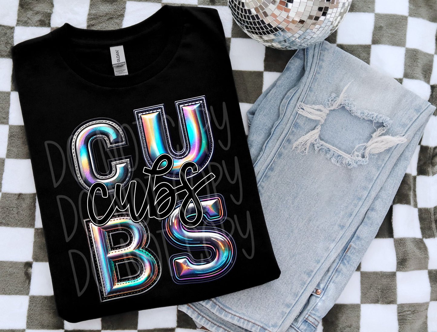 Cubs Faux Holographic DTF Transfer | Trendy School Spirit DTF Transfer | Ready to Press | High Quality DTF Transfers | Fast Shipping