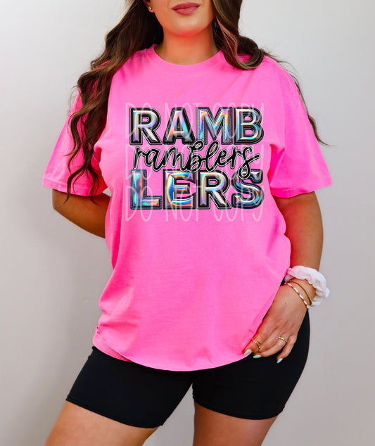 Ramblers Faux Holographic DTF Transfer | Trendy School Spirit DTF Transfer | Ready to Press | High Quality DTF Transfers | Fast Shipping