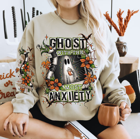 Anxiety Ghost Sweat Shirt | Trendy Halloween Hoodie with Sleeves  Fast Shipping | Super Soft Shirts for Women