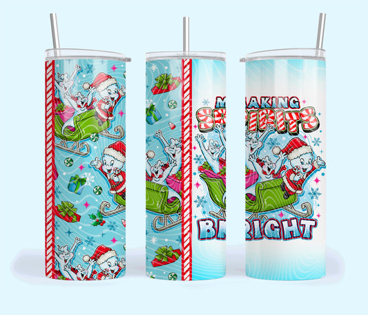 Making Spirits Bright Insulated Tumbler with Plastic Lid and Sealed Reusable Straw | Trendy Halloween Cup | Hot/Cold Tumbler