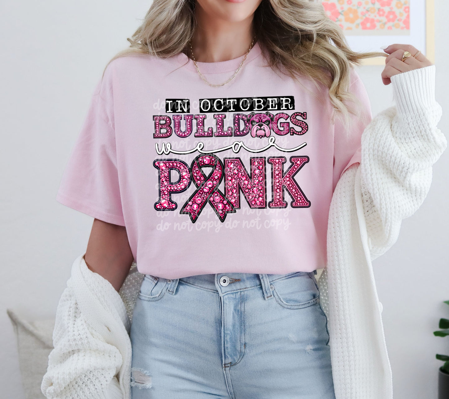 In October Bulldogs Wear Pink T-Shirt | Trendy School Spirit Shirt | Fast Shipping | Super Soft Shirts for Men/Women/Kid's | Bella Canvas