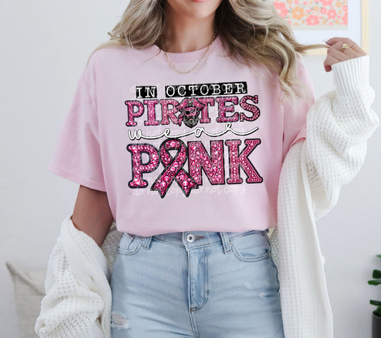 In October Pirates Wear Pink DTF Transfer | Trendy School Spirit DTF Transfer | Ready to Press | High Quality DTF Transfers | Fast Shipping