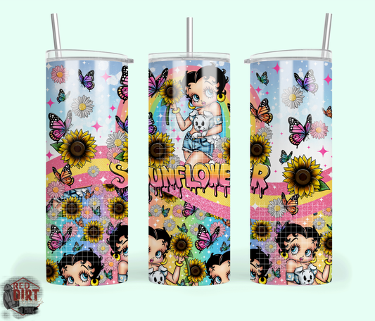 Sunflower Insulated Tumbler with Plastic Lid and Sealed Reusable Straw | Trendy Spring Cup | Hot/Cold Tumbler