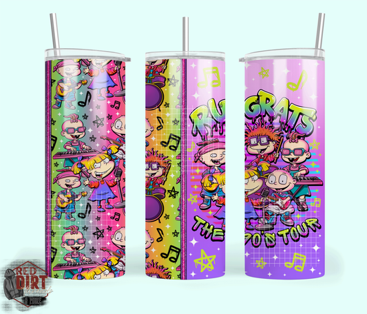 The 90's Tour Insulated Tumbler with Plastic Lid and Sealed Reusable Straw | Trendy Throwback Cup | Hot/Cold Tumbler