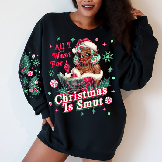 All I Want for Christmas is Smut Sweat Shirt | Trendy Christmas Hoodie with Sleeves | Christmas Sweat Shirt | Fast Shipping | Super Soft Shirts for Women