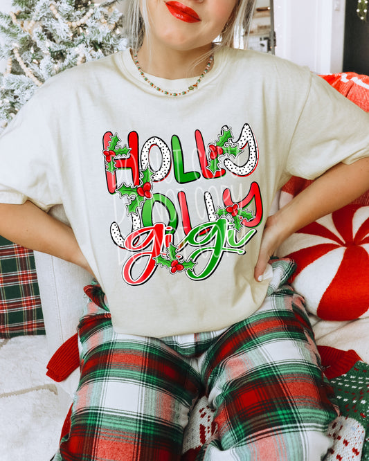 Holly Jolly Gigi DTF Transfer | Matching Christmas DTF Transfer | Ready to Press | High Quality DTF Transfers | Fast Shipping