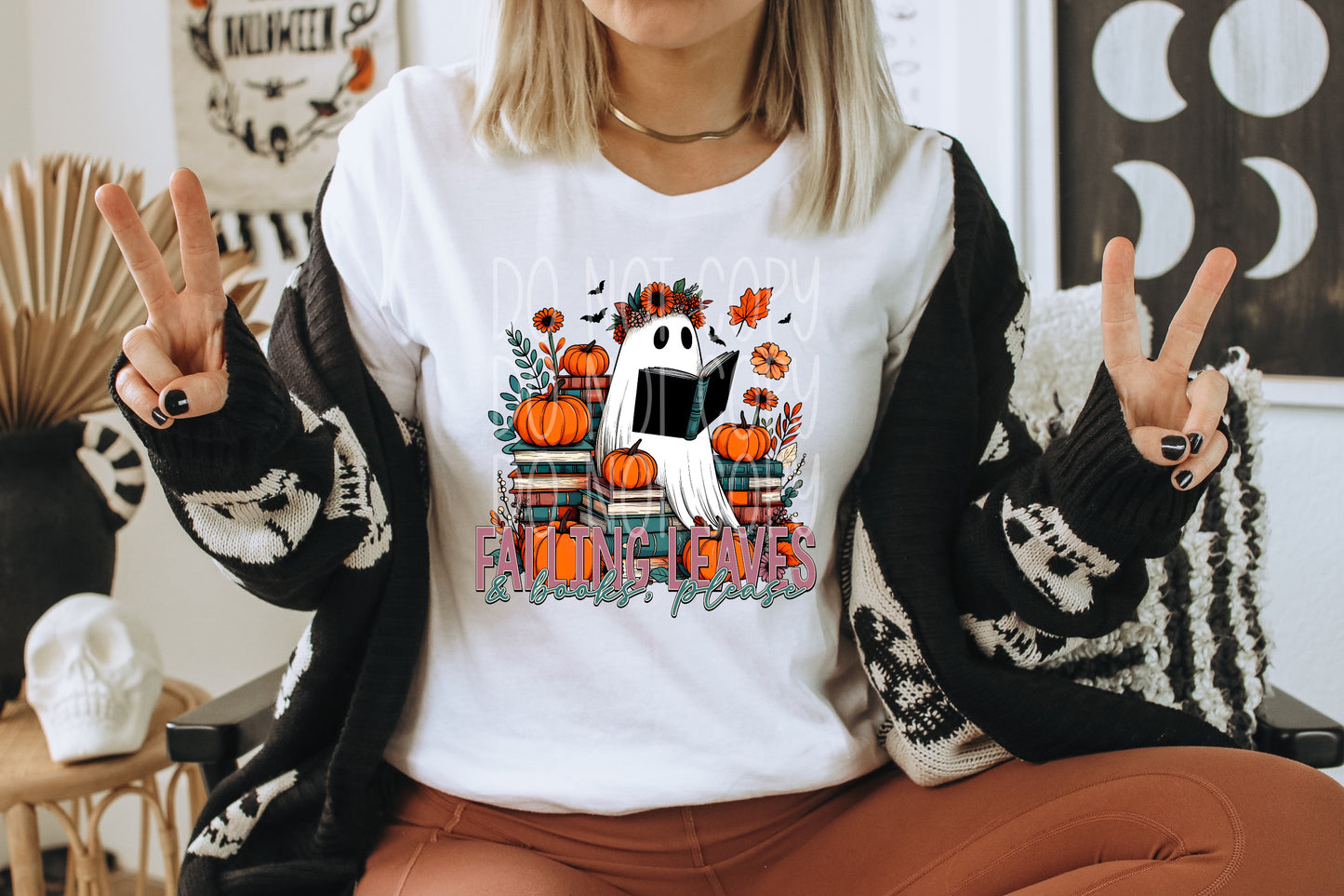 Falling Leaves and Books Please T-Shirt | Trendy Fall Shirt | Fast Shipping | Super Soft Shirts for Women/Kid's