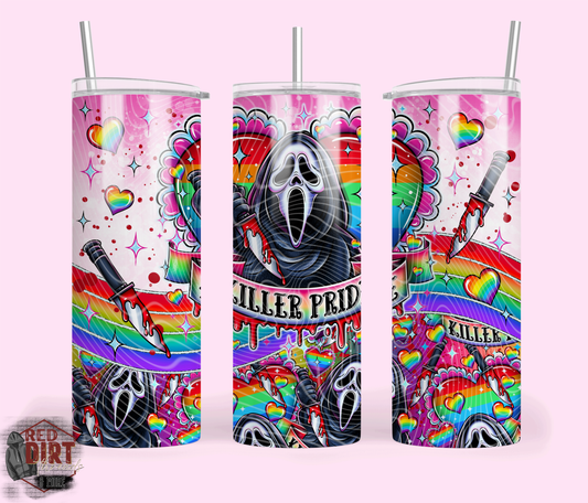 Killer Pride Insulated Tumbler with Plastic Lid and Sealed Reusable Straw | Trendy Pride Cup | Hot/Cold Tumbler