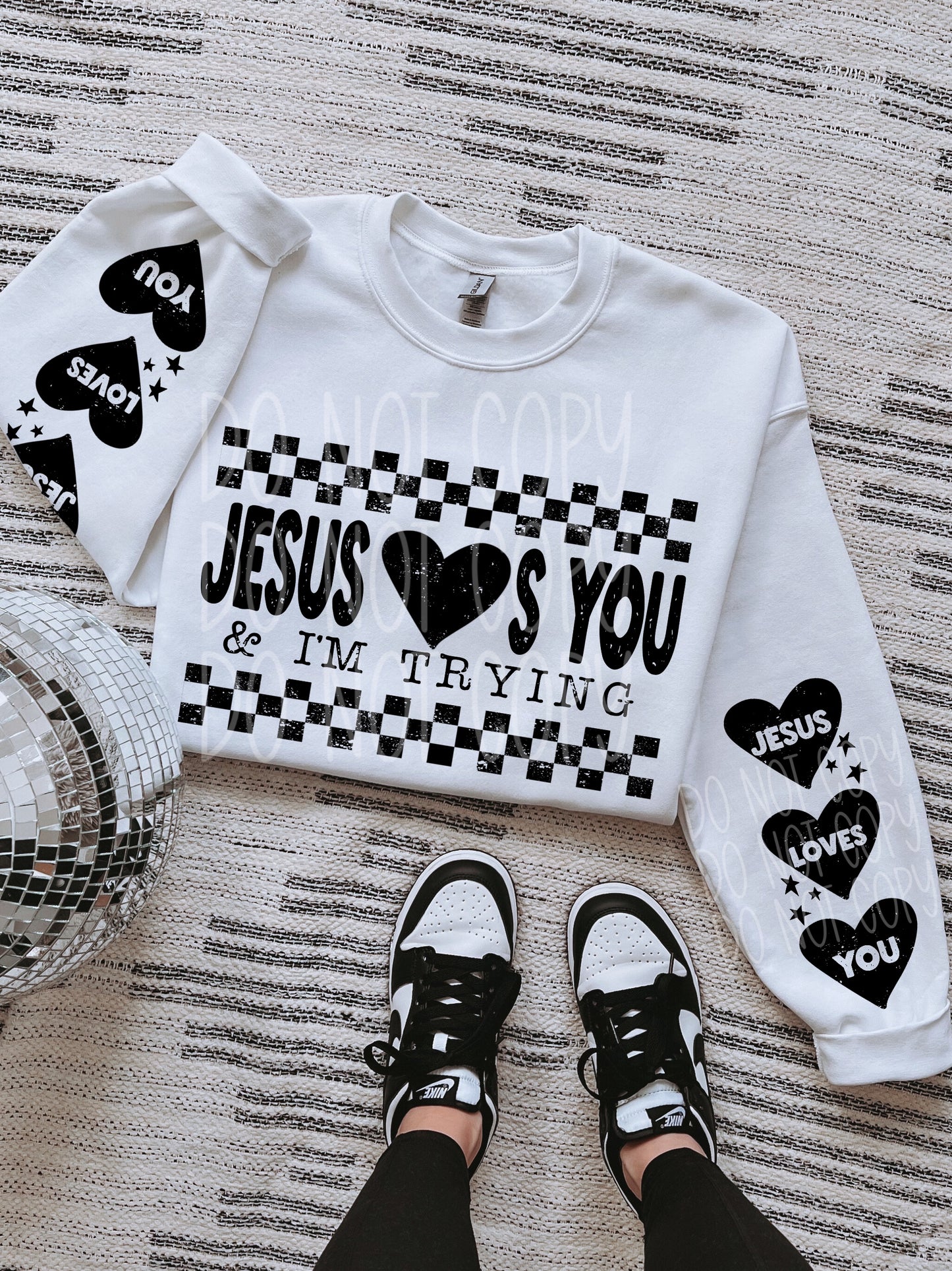 Jesus Loves You & I'm Trying DTF Transfer| Trendy Christian DTF Transfer | High Quality Image Transfers | Ready to Press | Fast Shipping