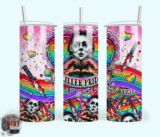 Killer Pride Insulated Tumbler with Plastic Lid and Sealed Reusable Straw | Trendy Pride Cup | Hot/Cold Tumbler
