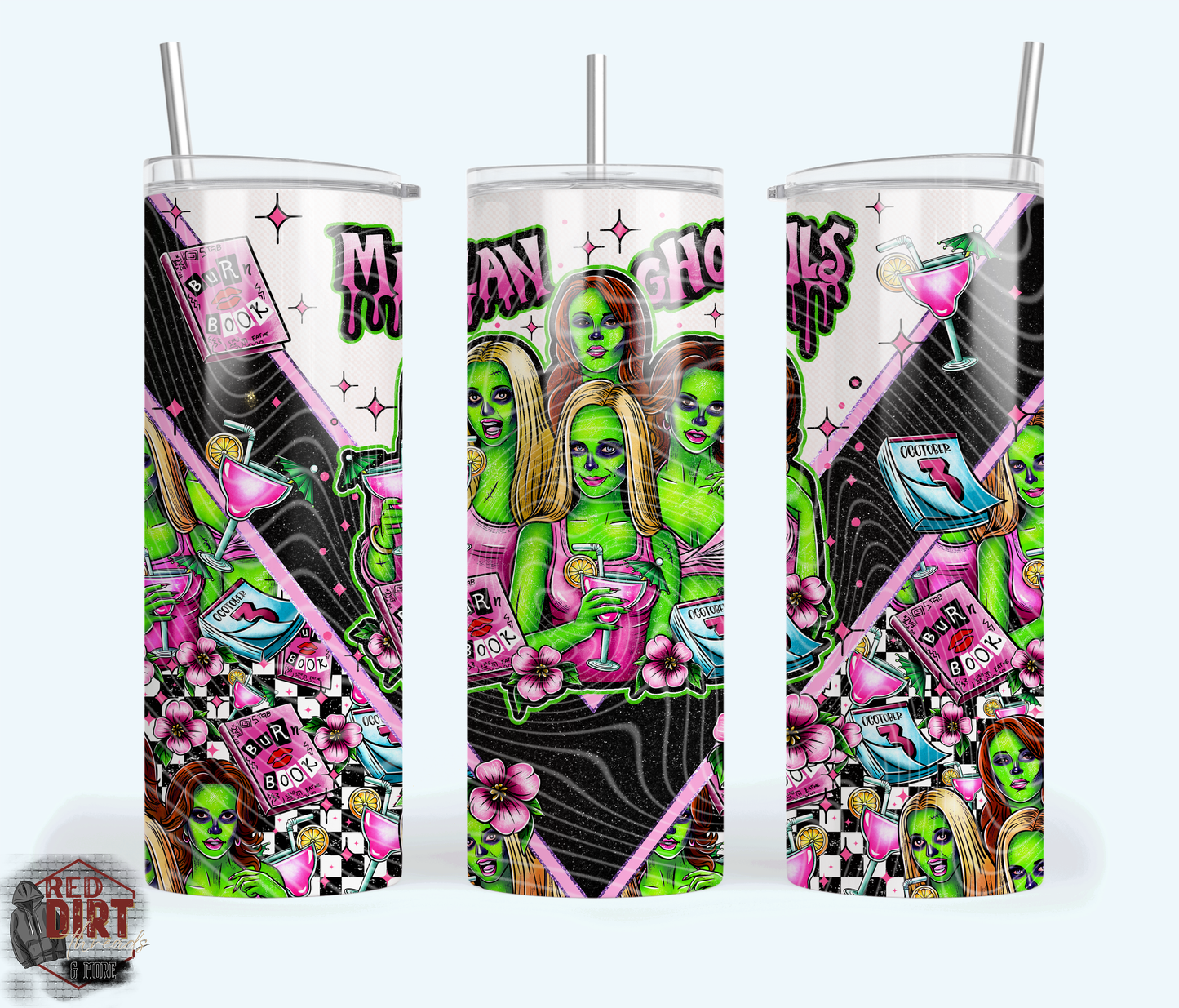 Mean Ghouls Insulated Tumbler with Plastic Lid and Sealed Reusable Straw | Trendy Cup | Hot/Cold Tumbler