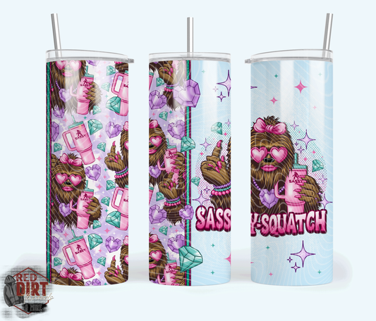 Sassy Squatch Insulated Tumbler with Plastic Lid and Sealed Reusable Straw | Trendy Cup | Hot/Cold Tumbler