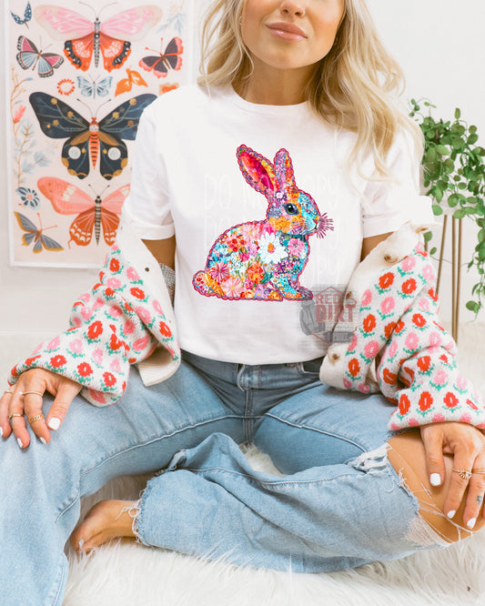 Floral Easter Bunny DTF Transfer | Trendy Easter DTF Transfer | High Quality Image Transfers | Ready to Press | Fast Shipping