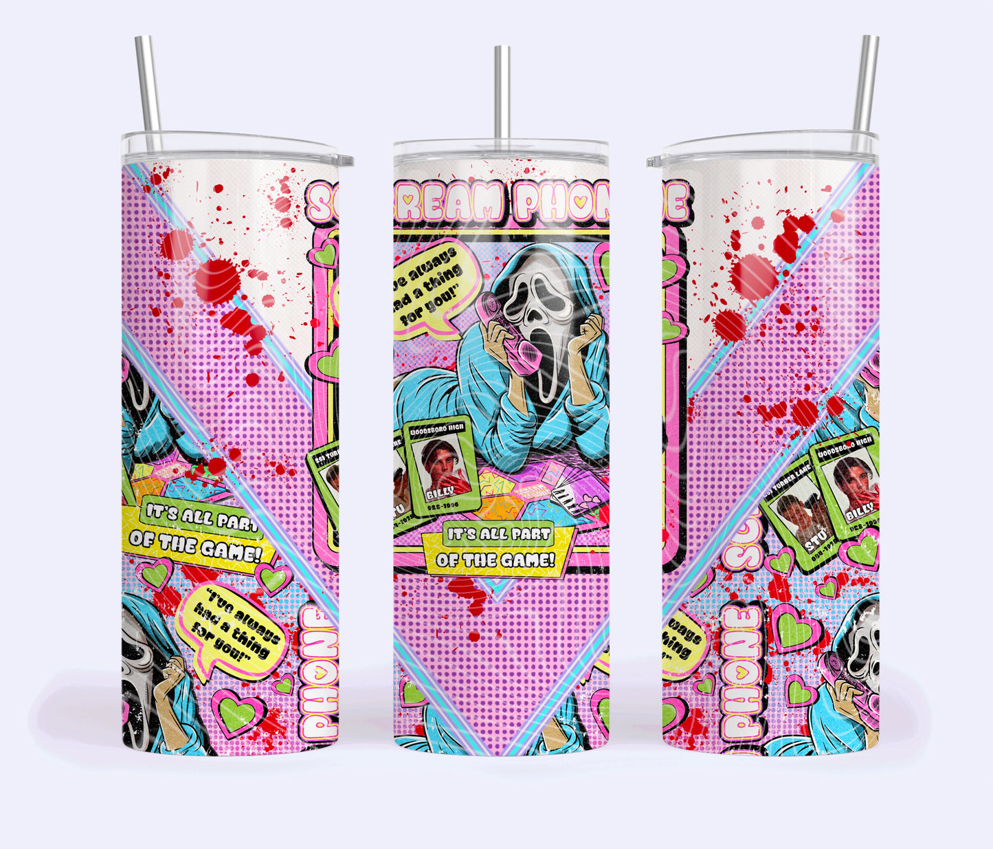 It's all Part of the Game Insulated Tumbler with Plastic Lid and Sealed Reusable Straw | Trendy Horror Cup | Hot/Cold Tumbler