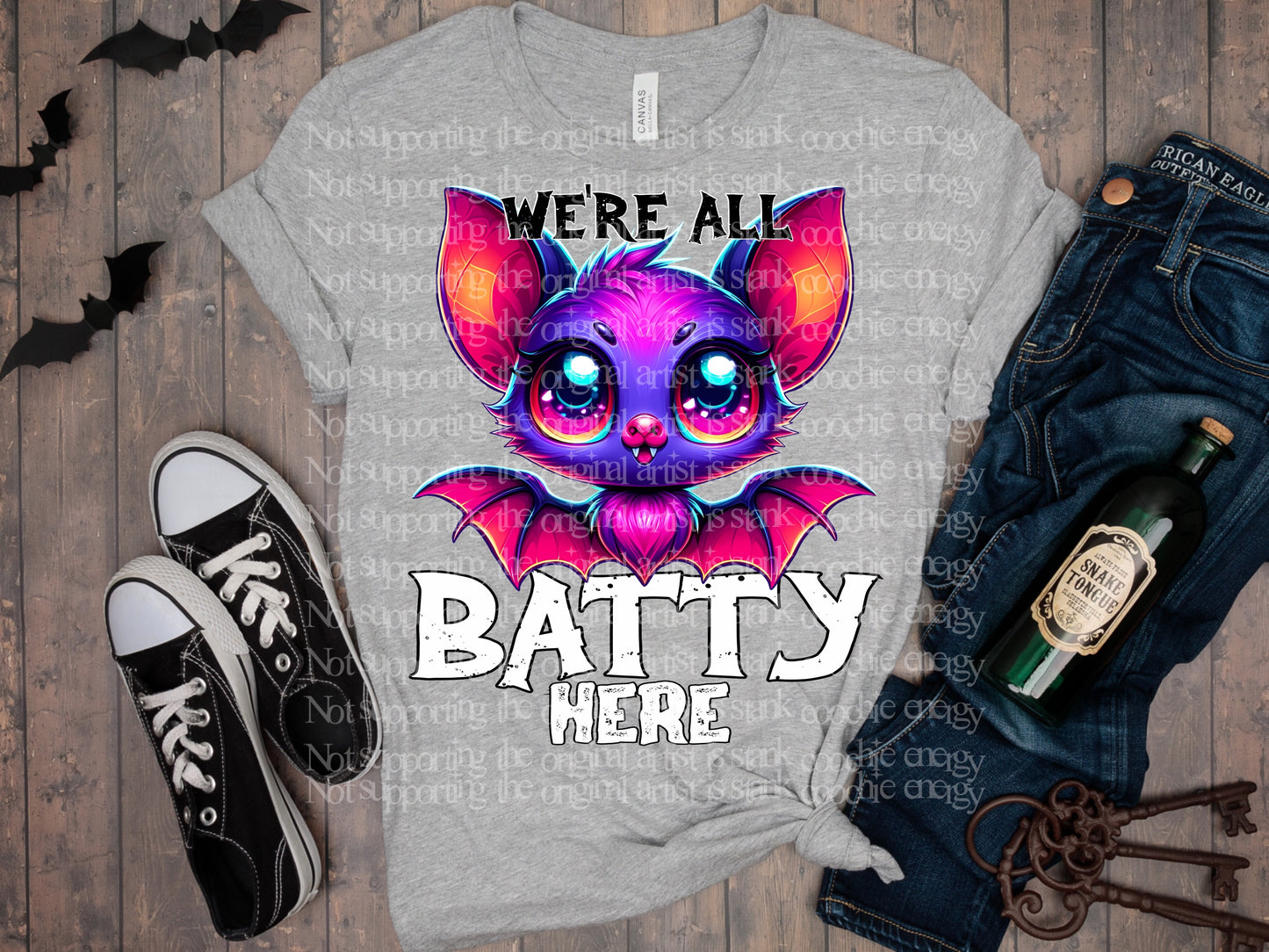 We're All Batty Here T-Shirt | Trendy Halloween Shirt | Fast Shipping | Super Soft Shirts for Men/Women/Kid's