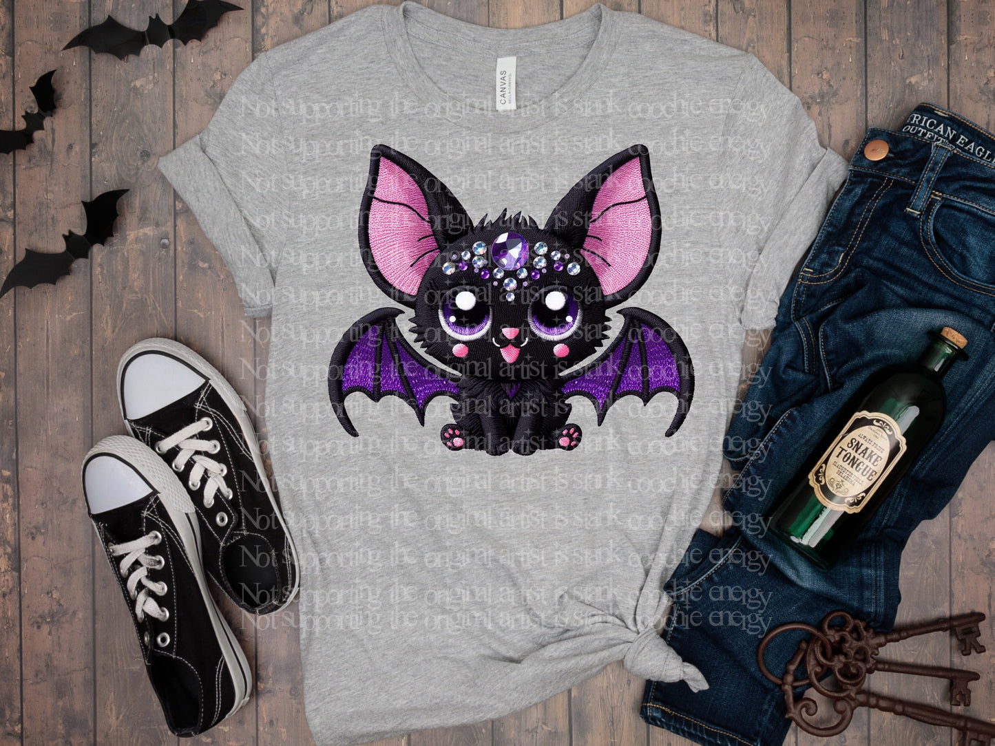 Faux Rhinestone Bat T-Shirt | Trendy Halloween Shirt | Fast Shipping | Super Soft Shirts for Men/Women/Kid's