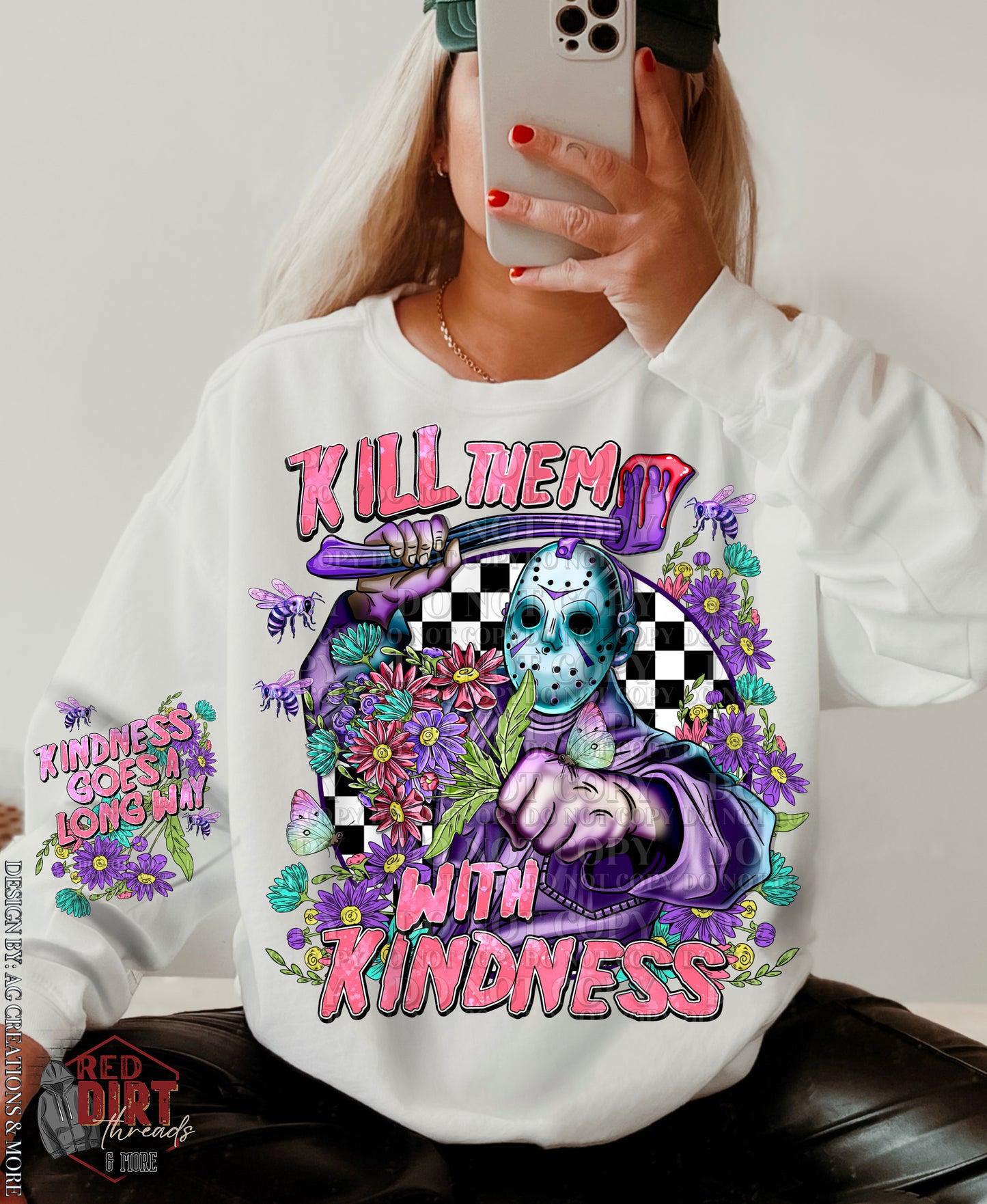 Kill Them With Kindness DTF Transfer with Sleeves | Trendy Spring Horror DTF Transfer | High Quality Image Transfers | Ready to Press | Fast Shipping