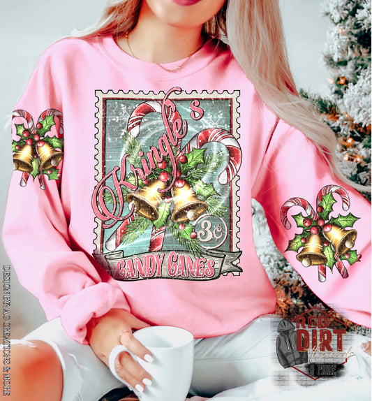 Kringle's Candy Sweat Shirt | Trendy Christmas Hoodie with Sleeves | Fast Shipping | Super Soft Shirts for Women