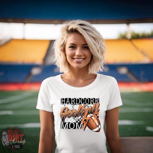 Hardcore Football Mom DTF Transfer | Trendy Sports DTF Transfer | Ready to Press | High Quality DTF Transfers | Fast Shipping