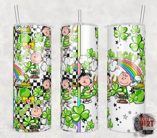 Lucky Day Insulated Tumbler with Plastic Lid and Sealed Reusable Straw | Trendy St. Patrick's Day Cup | Hot/Cold Tumbler