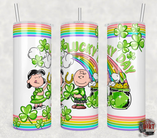 Lucky Day Insulated Tumbler with Plastic Lid and Sealed Reusable Straw | Trendy St. Patrick's Day Cup | Hot/Cold Tumbler
