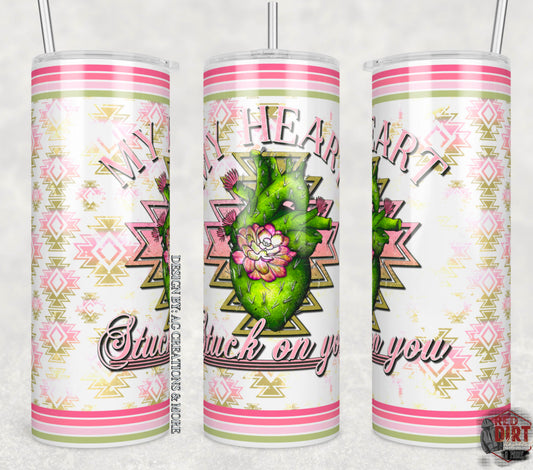 My Heart is Stuck on You Insulated Tumbler with Plastic Lid and Sealed Reusable Straw | Trendy Valentine's Day Cup | Hot/Cold Tumbler