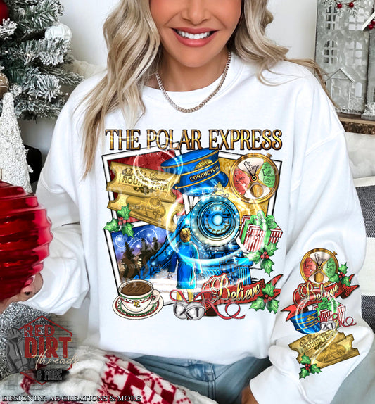 Christmas Train Sweat Shirt | Trendy Christmas Hoodie with Sleeves | Fast Shipping | Super Soft Shirts for Women