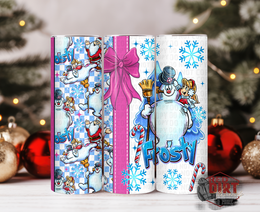 Snowman Insulated Tumbler with Plastic Lid and Sealed Reusable Straw | Trendy Christmas Cup | Hot/Cold Tumbler