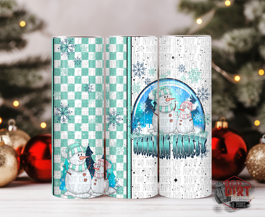 Feeling Frosty Insulated Tumbler with Plastic Lid and Sealed Reusable Straw | Trendy Christmas Cup | Hot/Cold Tumbler