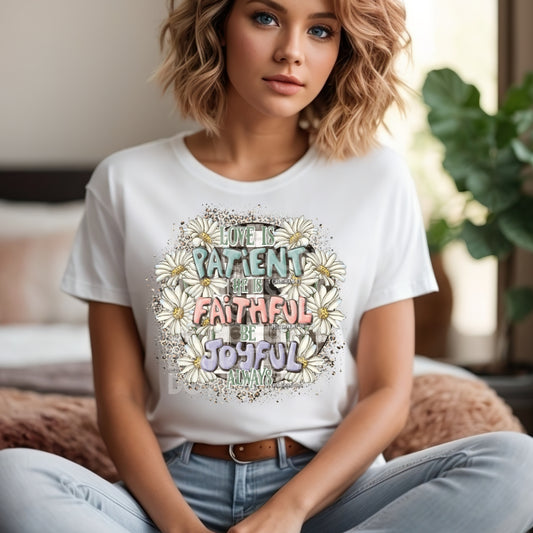 Patient Faithful Joyful DTF Transfer | Trendy Christian DTF Transfer | Ready to Press | High Quality DTF Transfers | Fast Shipping