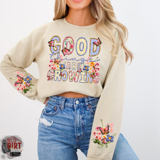 Good Things Are Growing DTF Transfer | Trendy Faux Embroidery DTF Transfer | Ready to Press | High Quality DTF Transfers | Fast Shipping