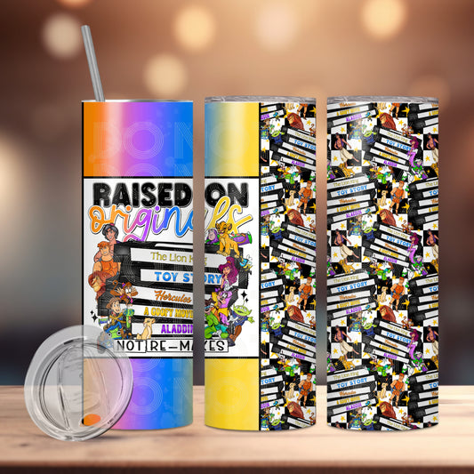 Raised on Originals Insulated Tumbler with Plastic Lid and Sealed Reusable Straw | Trendy Throwback Cup | Hot/Cold Tumbler