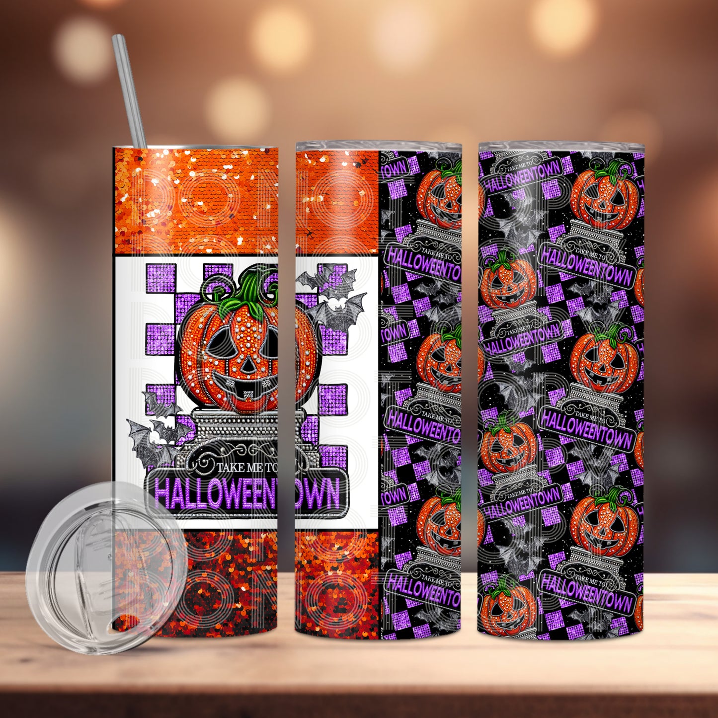 Take Me to Halloween Insulated Tumbler with Plastic Lid and Sealed Reusable Straw | Trendy Halloween Cup | Hot/Cold Tumbler