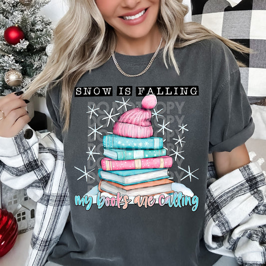 Snow is Falling My Books are Calling T-Shirt | Trendy Winter Shirt | Fast Shipping | Super Soft Shirts for Women/Kid's